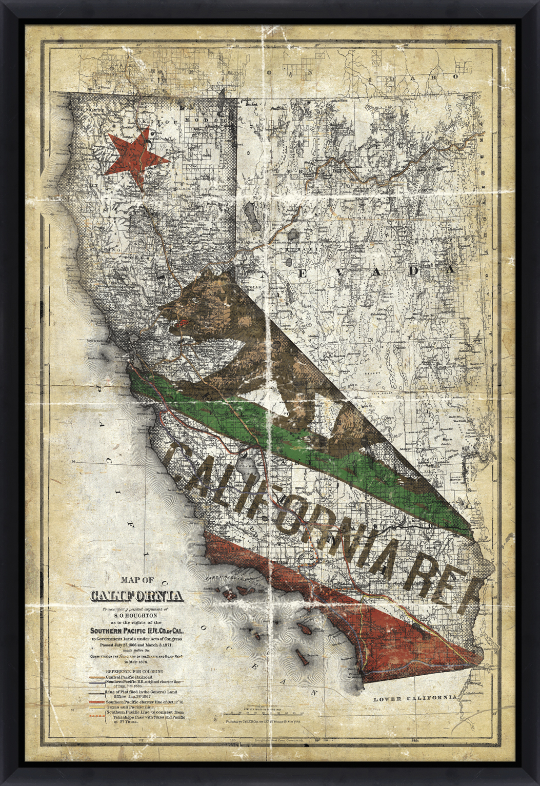 Vintage California Flag Map